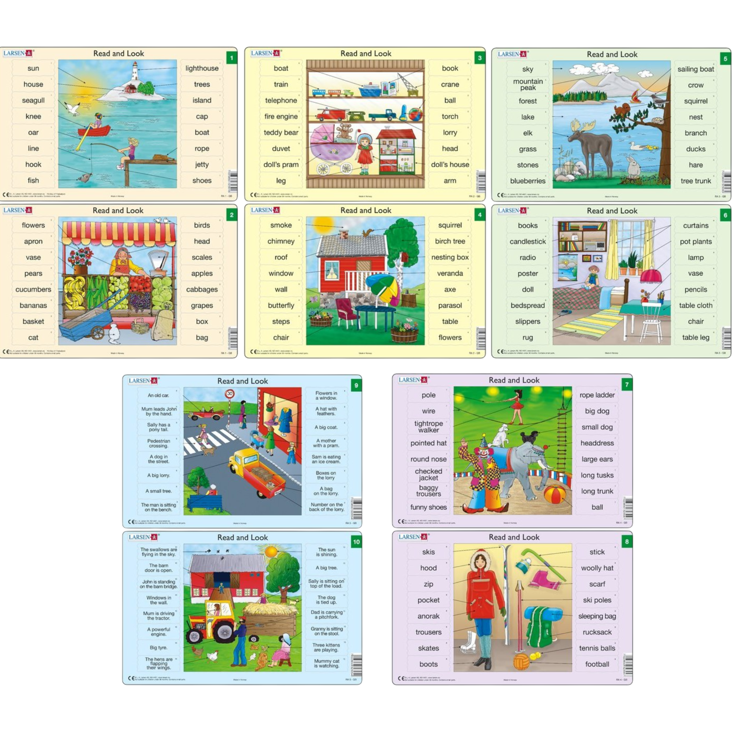 Set 10 Puzzle-uri Read and Look 1 -10 (EN), 16 piese Larsen LRRA1 B39016703
